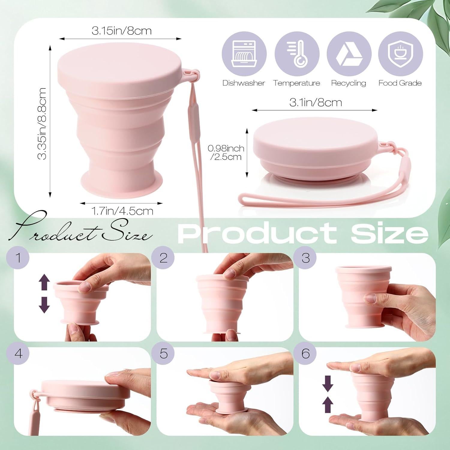 8 Tazas de Silicona Plegables Funnymoom 200 ml Colores Macaron