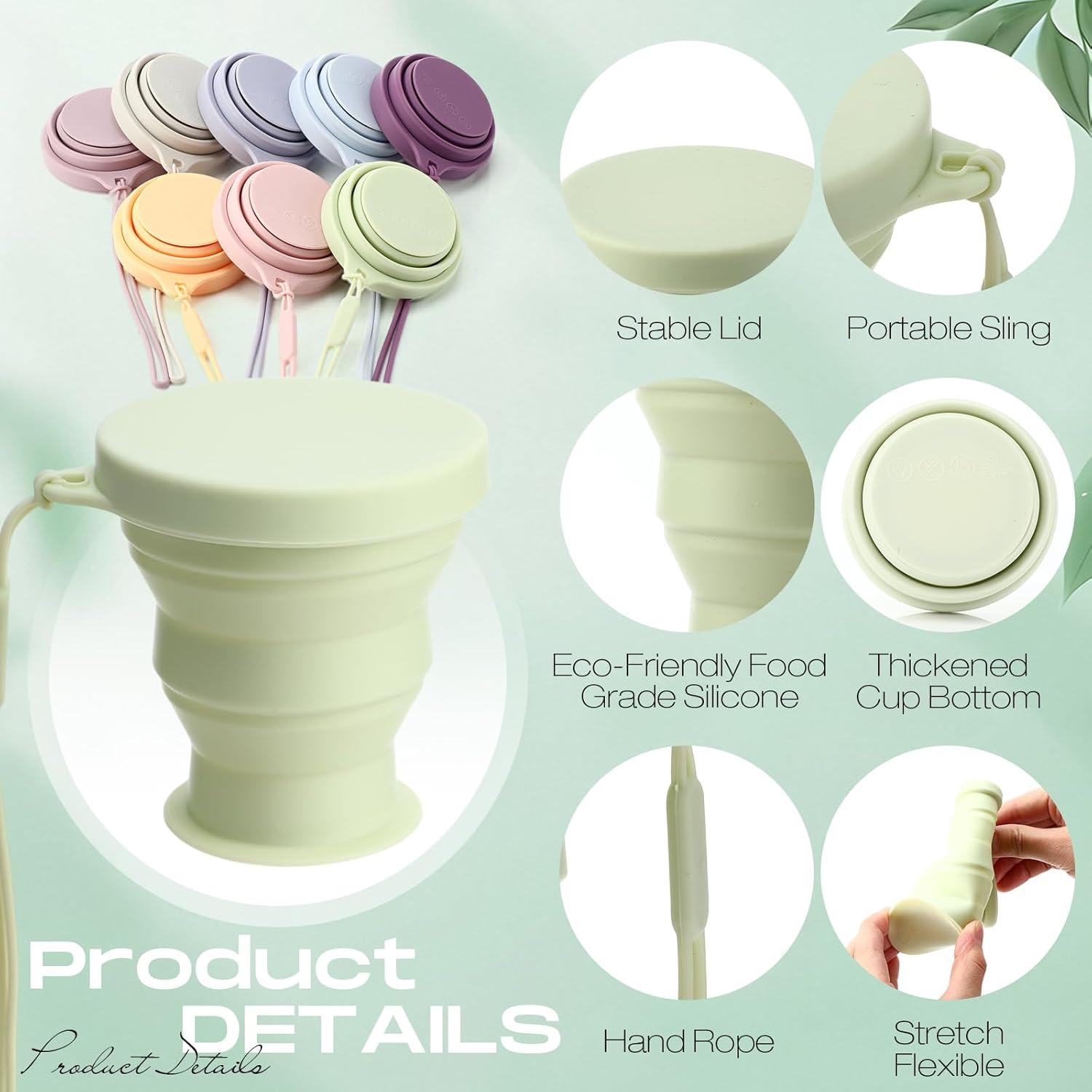 8 Tazas de Silicona Plegables Funnymoom 200 ml Colores Macaron