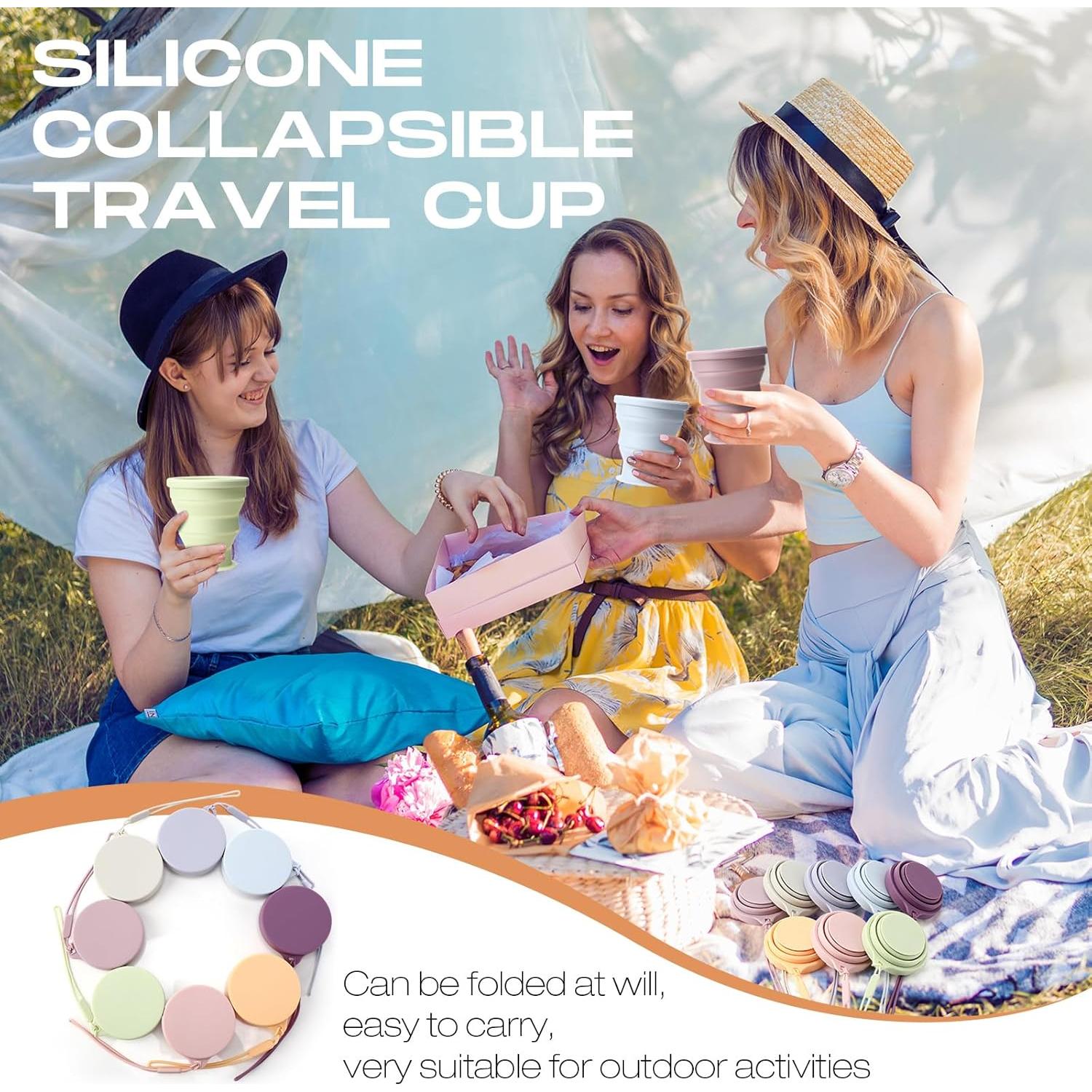 8 Tazas de Silicona Plegables Funnymoom 200 ml Colores Macaron