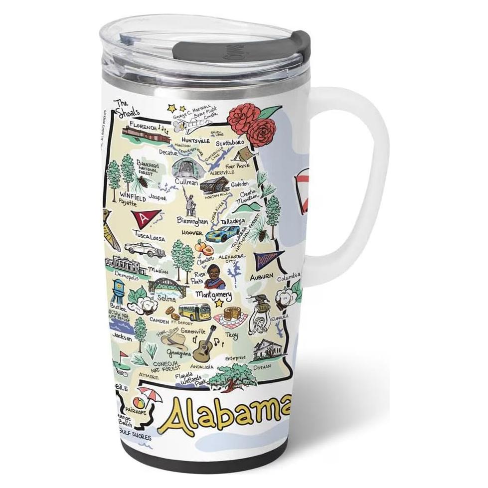 Taza de Viaje Aislada Swig Life 22oz con Asa y Tapa Alabama