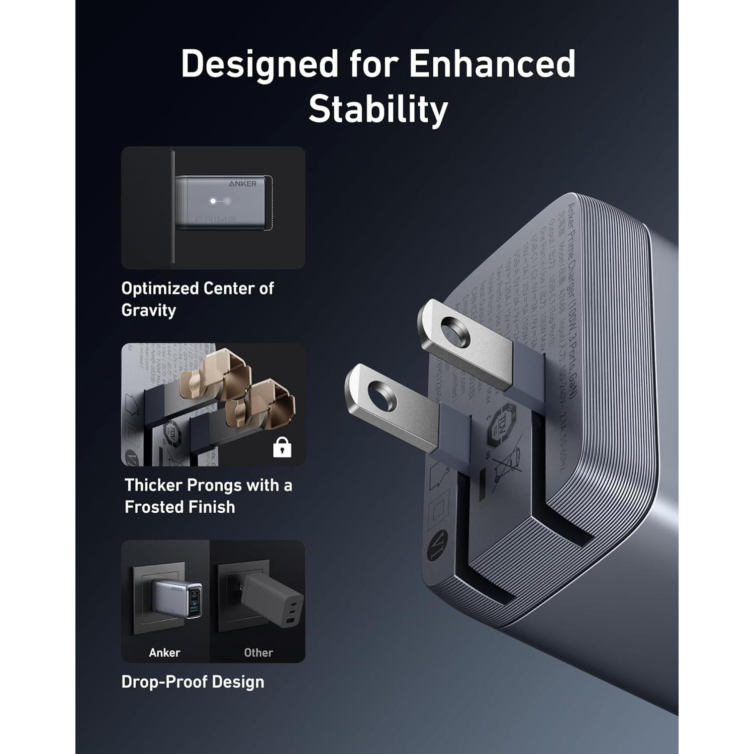 Cargador Anker Prime 100W USB-C 3 Puertos Compacto