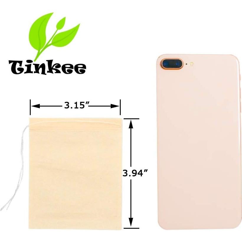 Bolsas de Filtro de Té Tinkee 100 Piezas 10x8 cm Biodegradables