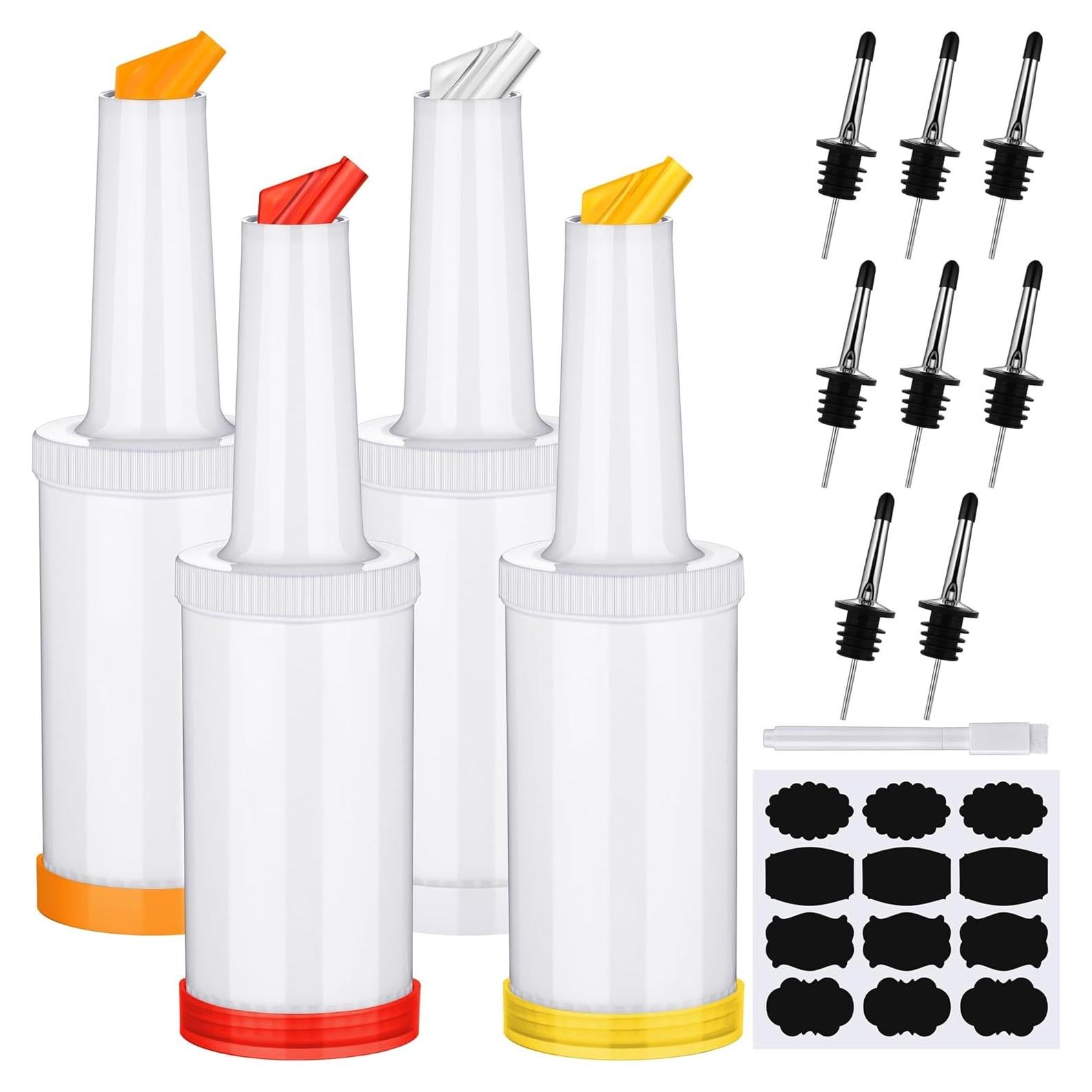 Ruisita 4 Botellas de Jugo y Licor 1L con Vertedor Acero Inoxidable