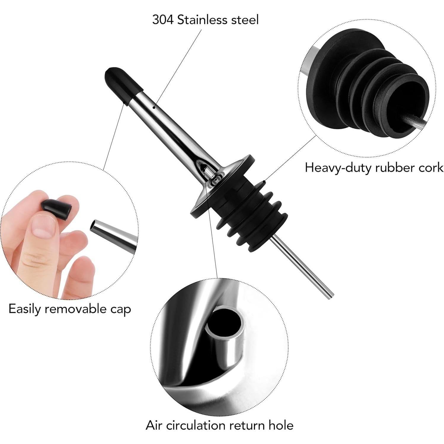 Ruisita 4 Botellas de Jugo y Licor 1L con Vertedor Acero Inoxidable