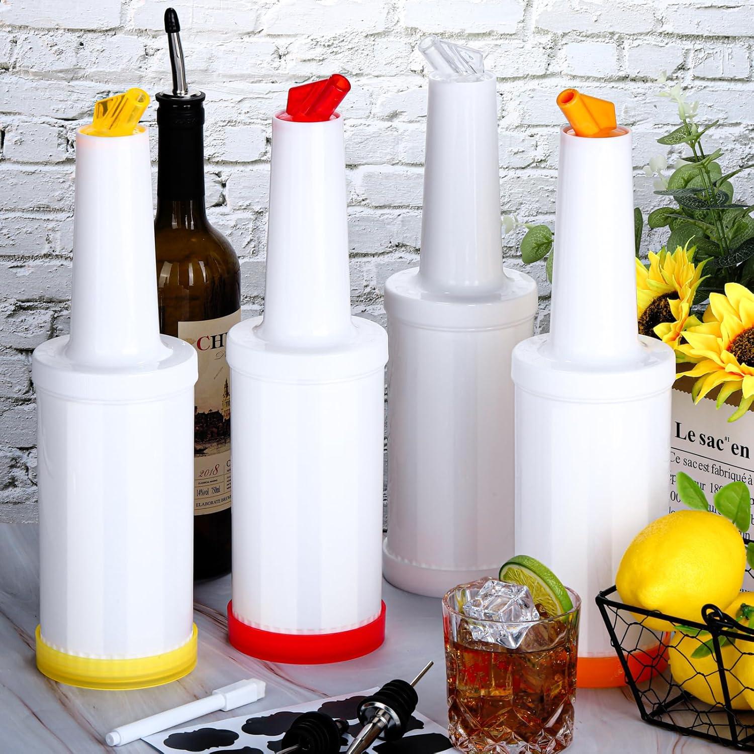 Ruisita 4 Botellas de Jugo y Licor 1L con Vertedor Acero Inoxidable