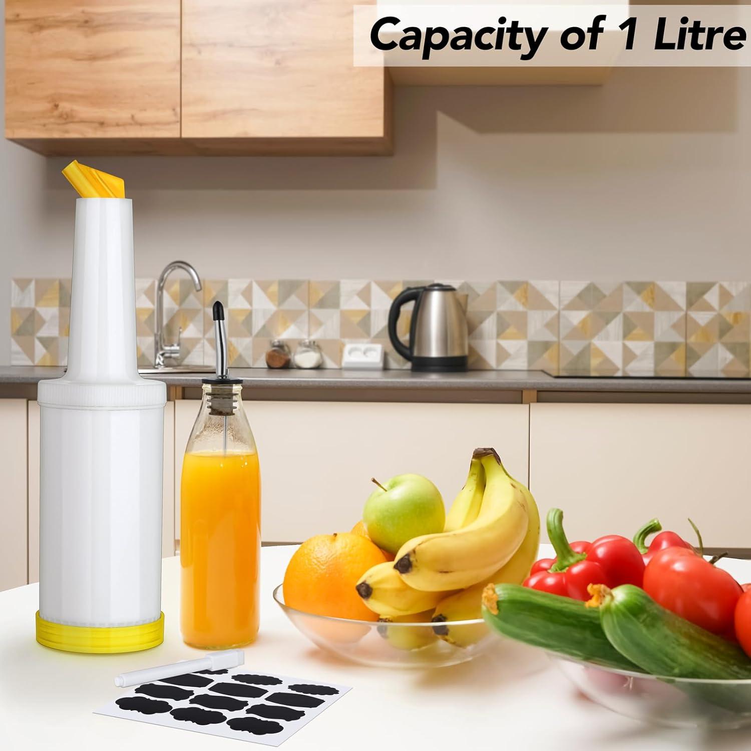 Ruisita 4 Botellas de Jugo y Licor 1L con Vertedor Acero Inoxidable