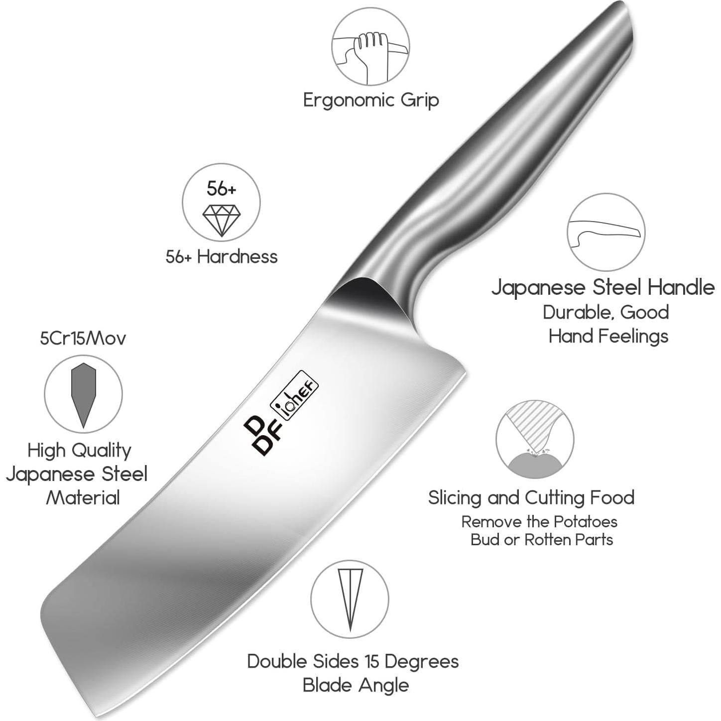 Cuchillo Nakiri DDF iohEF 18cm Acero Inoxidable Profesional