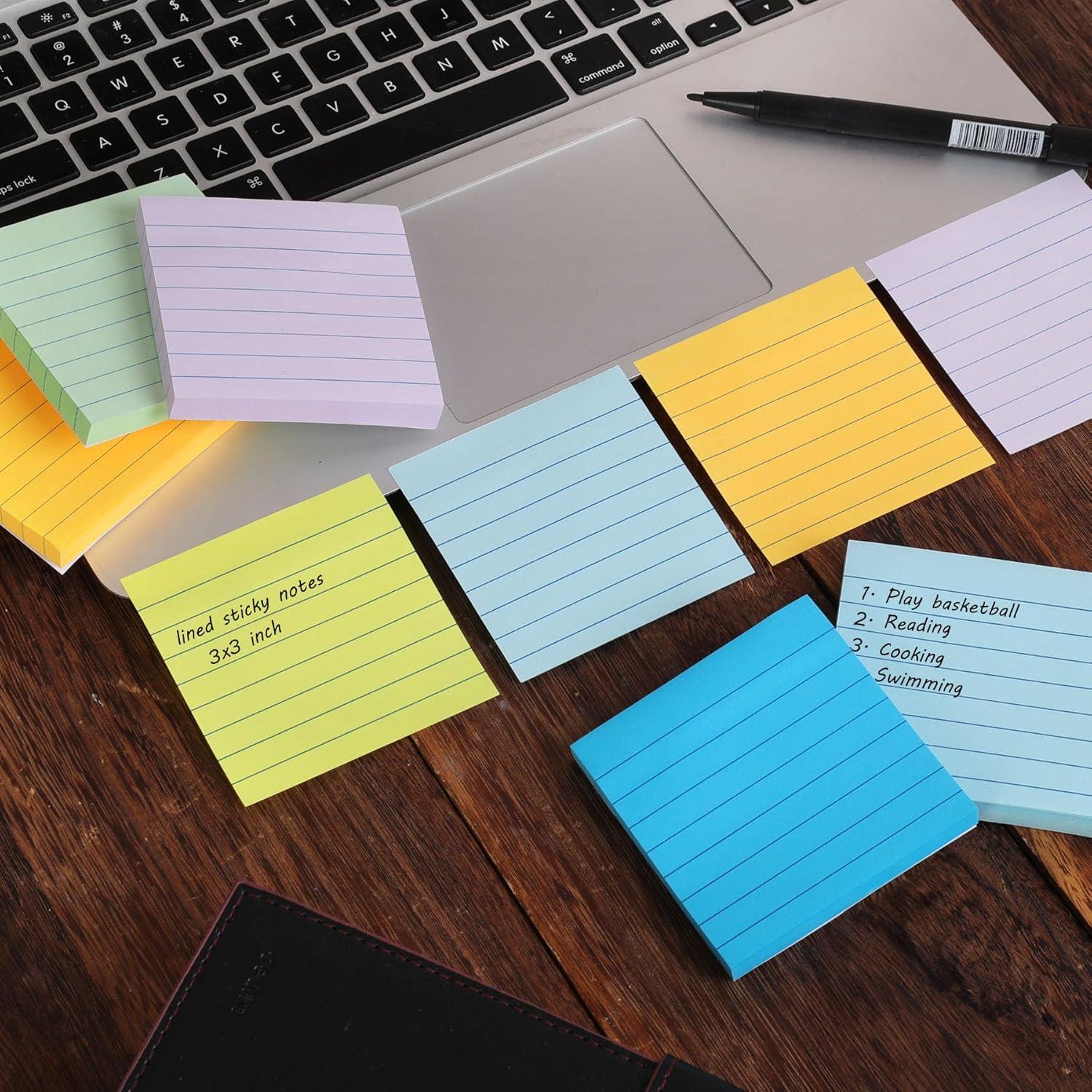 Paquete de 9 Notas Adhesivas Rayadas HQCME 3x3" 82 Hojas