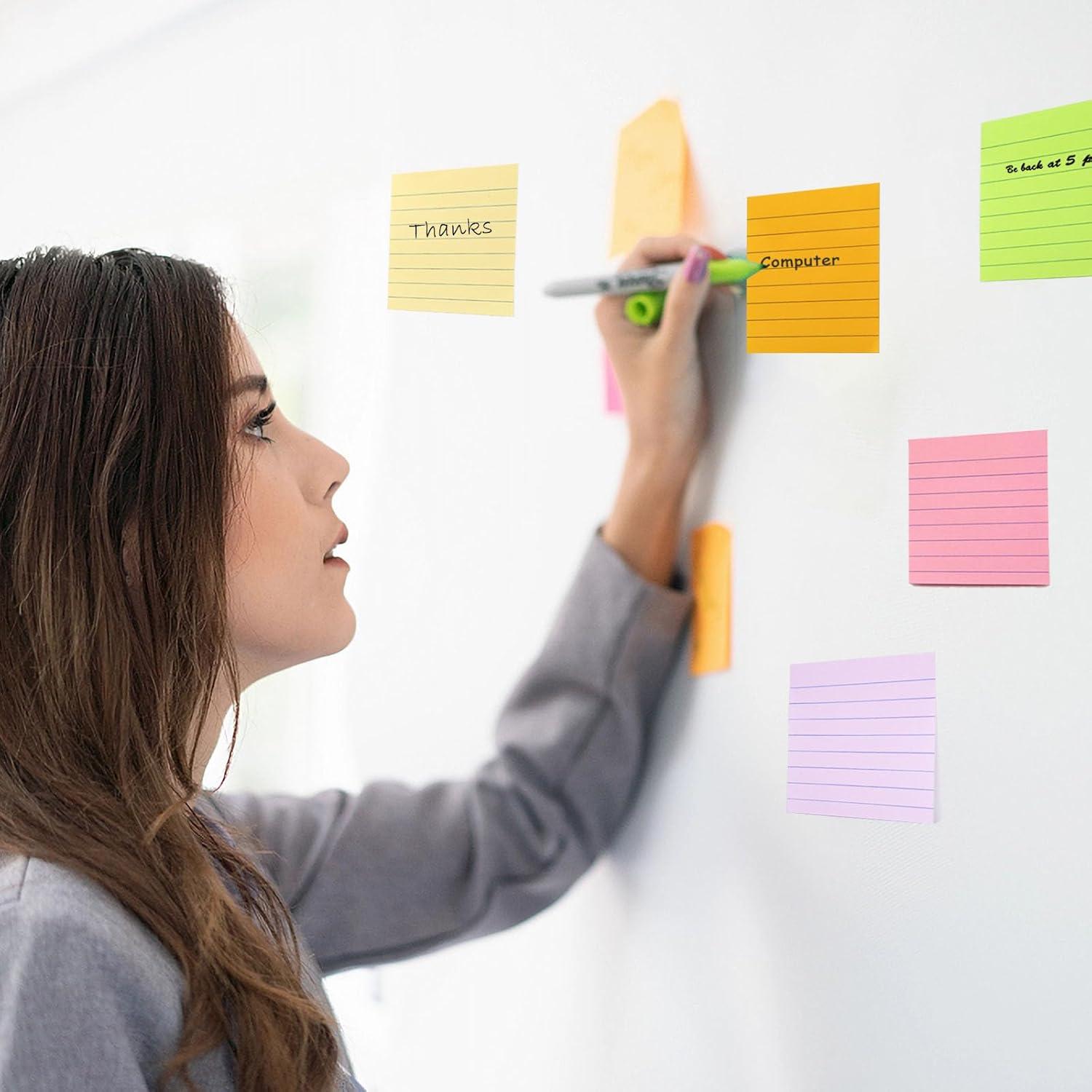 Paquete de 9 Notas Adhesivas Rayadas HQCME 3x3" 82 Hojas