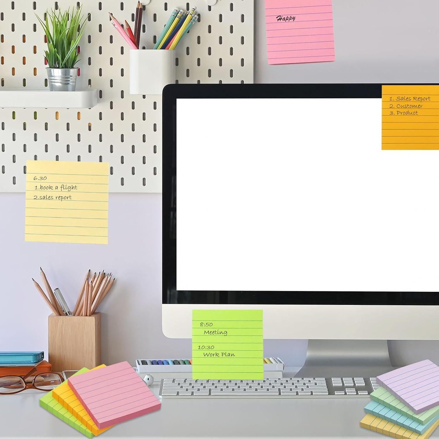 Paquete de 9 Notas Adhesivas Rayadas HQCME 3x3" 82 Hojas