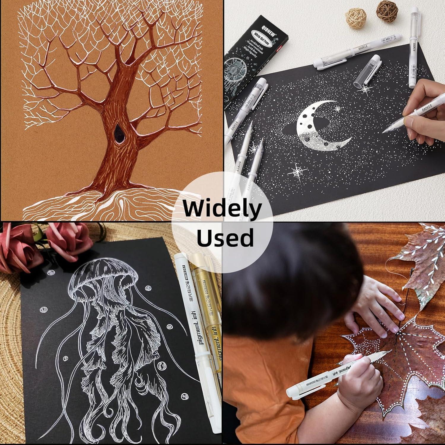 Juego de bolígrafos de gel Qionew 0.7mm blancos - Paquete de 3