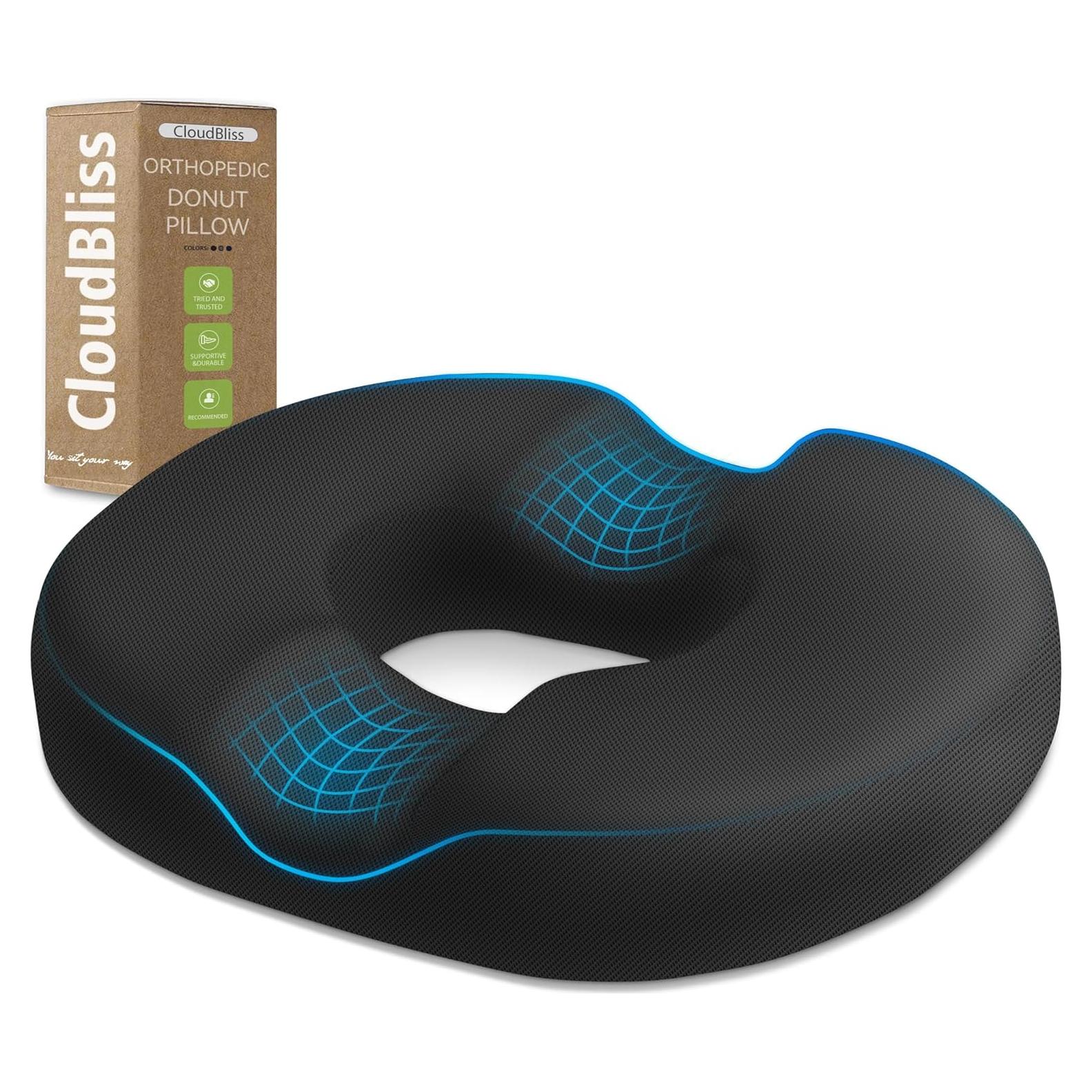 Cojín de Asiento Ergonómico CloudBliss Negro para Coccix