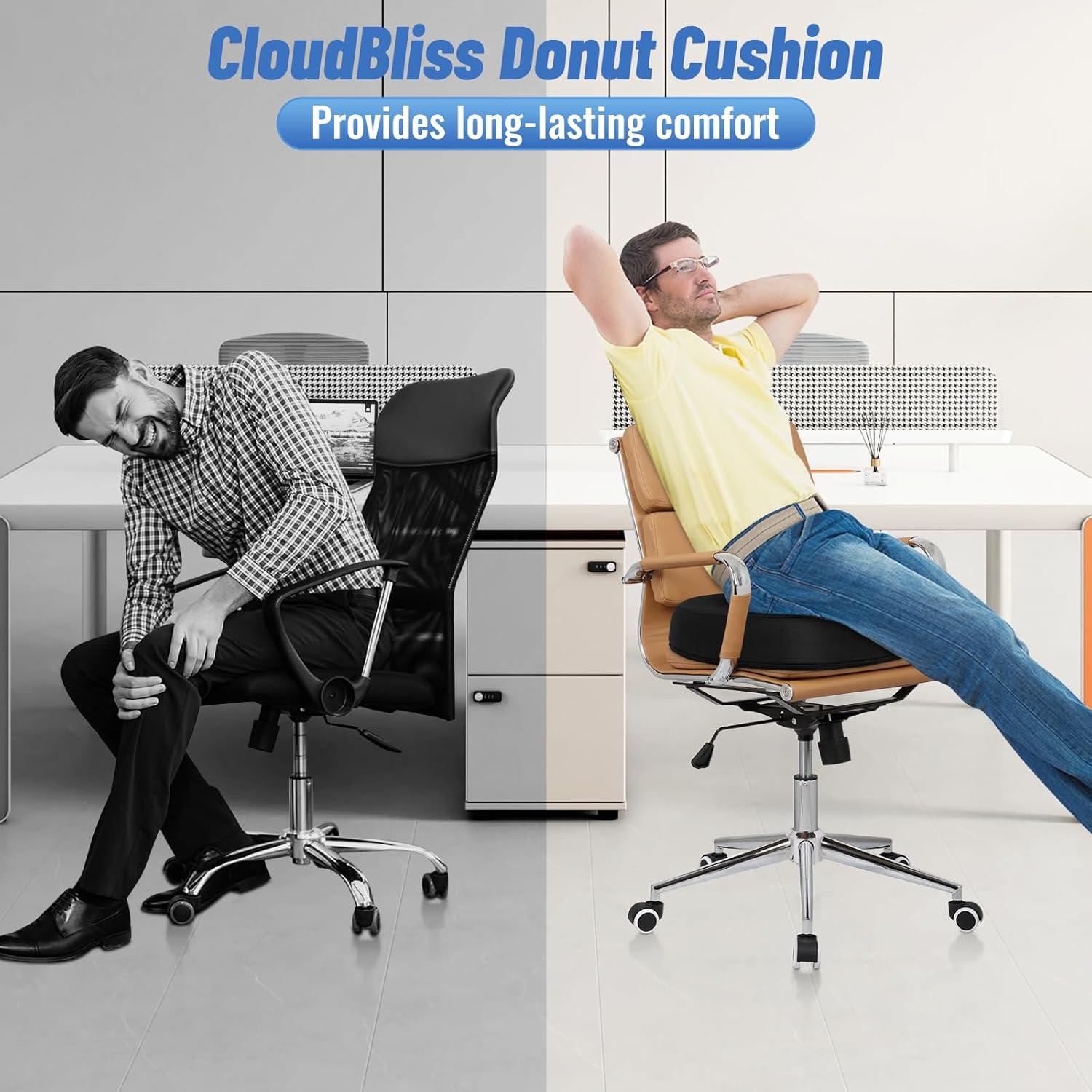 Cojín de Asiento Ergonómico CloudBliss Negro para Coccix