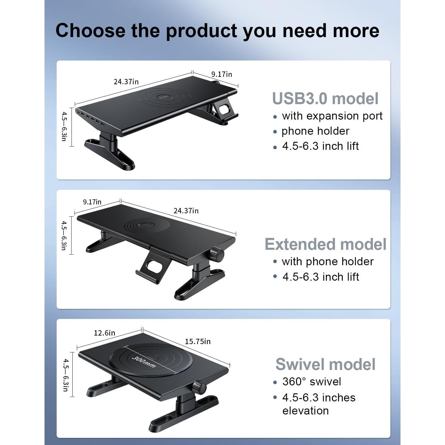 Soporte Elevador para Monitor NIFBANG con Hub USB C Ajustable