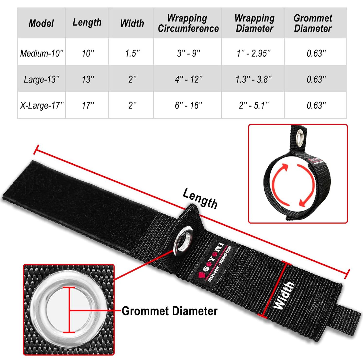 Paquete de 6 correas de almacenamiento GOYOMI - Nylon 25.4-43.2 cm