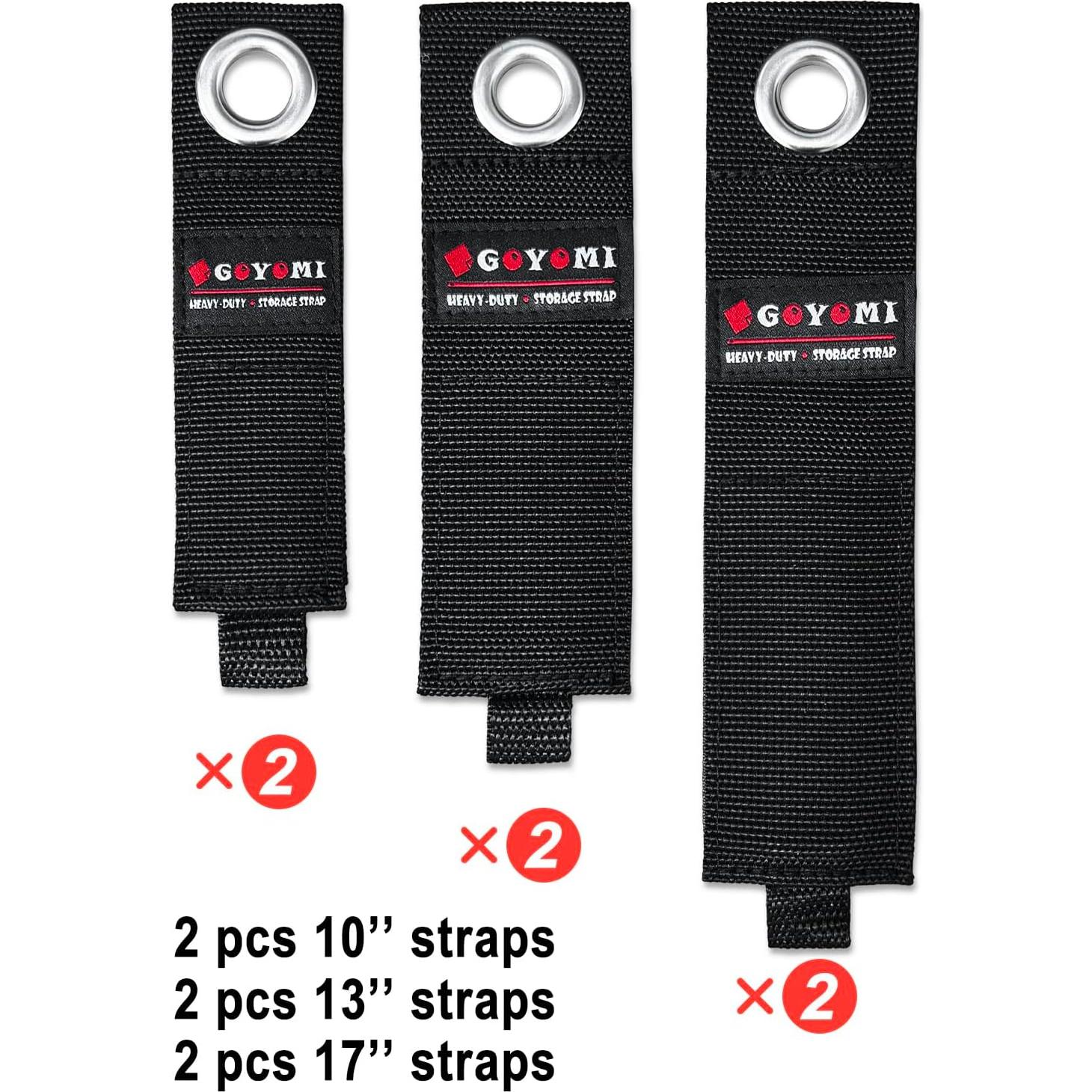 Paquete de 6 correas de almacenamiento GOYOMI - Nylon 25.4-43.2 cm