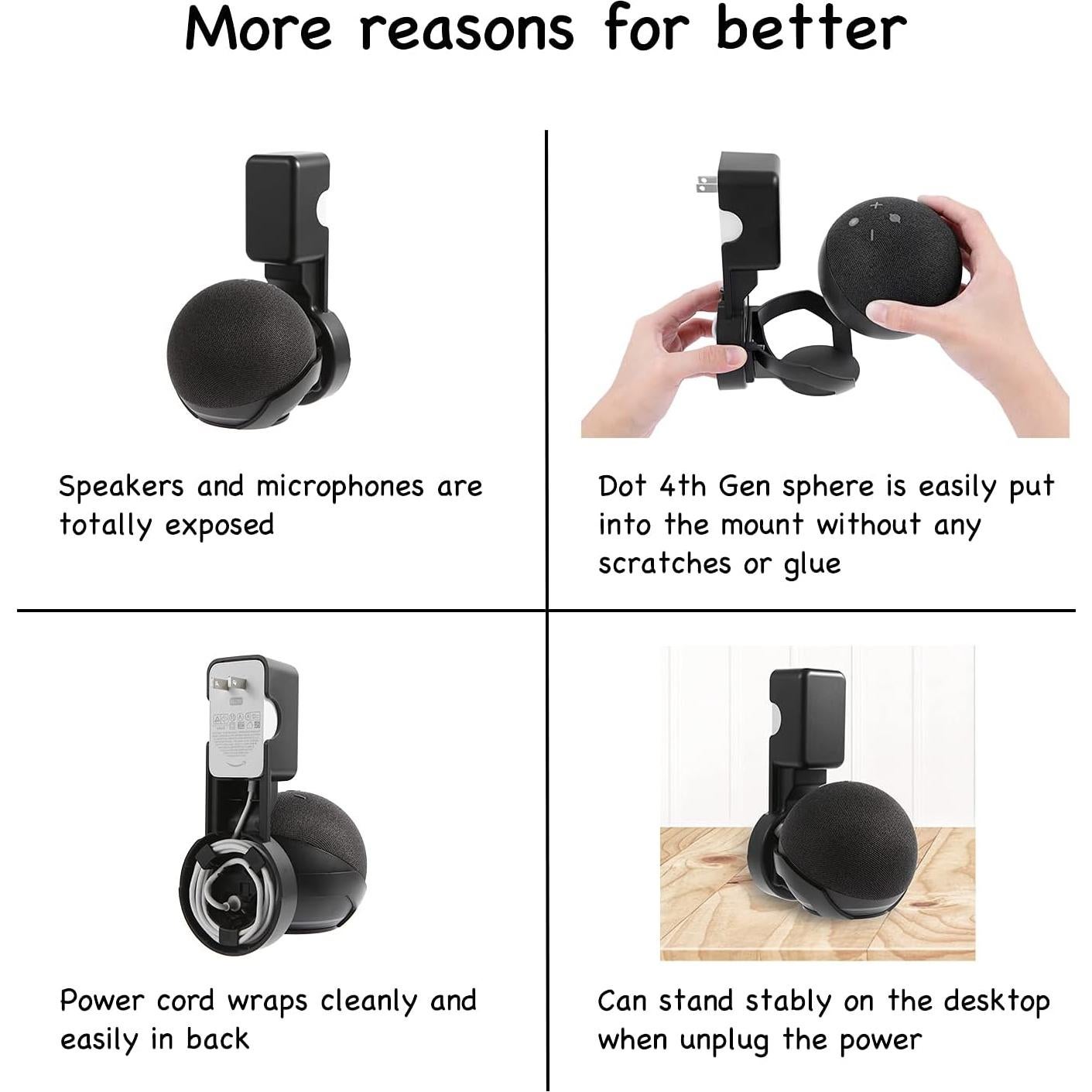 Soporte de Montaje en Pared ZUOLACO para Echo Dot 4ta/5ta Gen