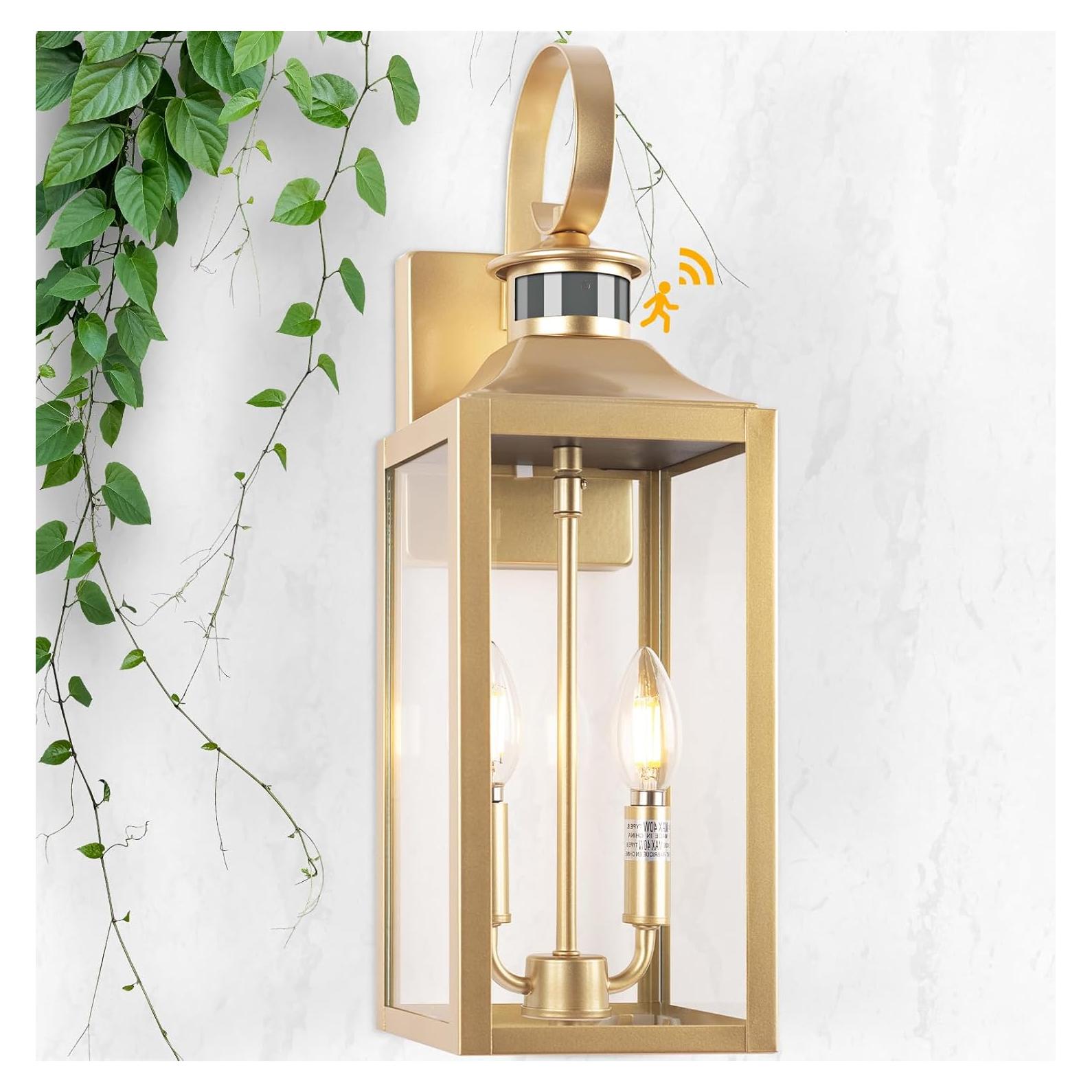 Luz Exterior con Sensor de Movimiento Yolsunes 50cm Oro IP65