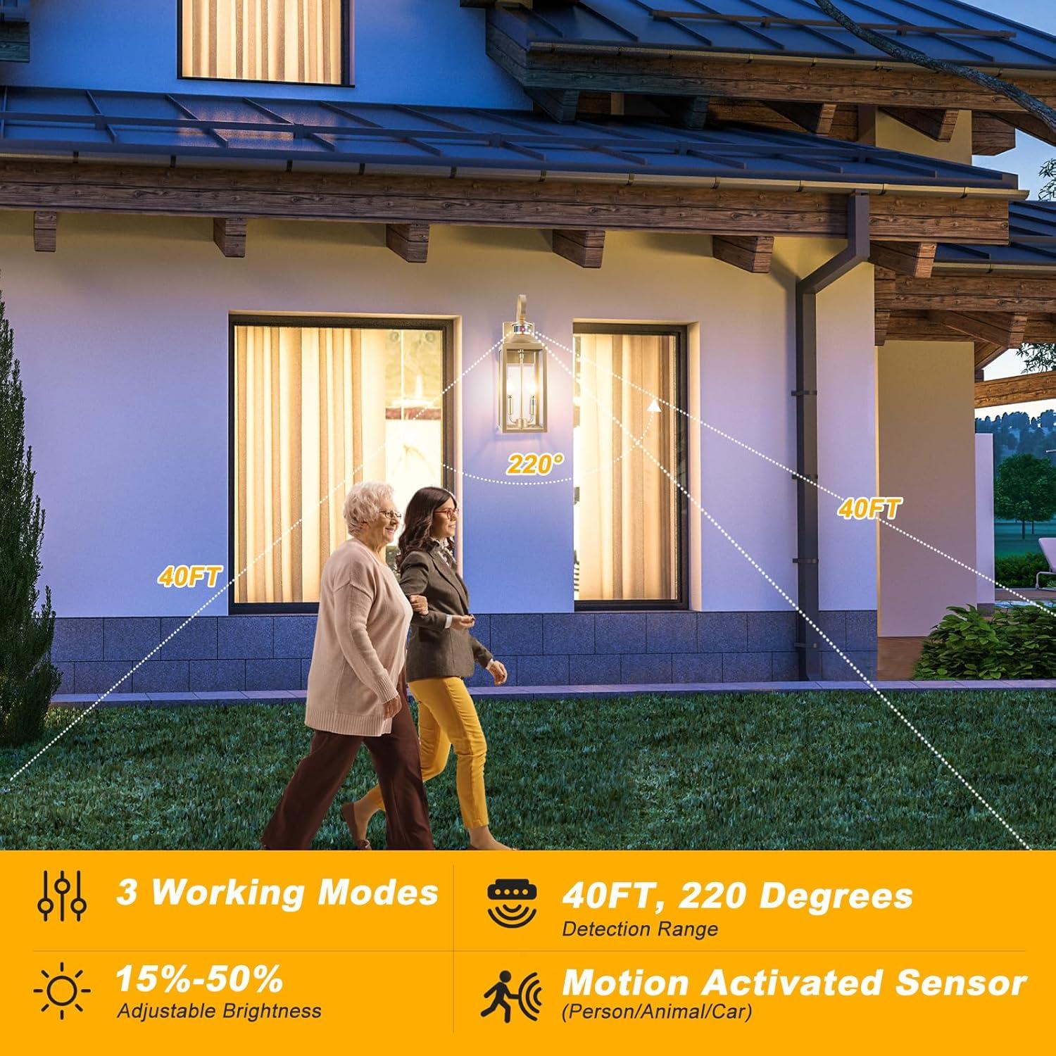 Luz Exterior con Sensor de Movimiento Yolsunes 50cm Oro IP65