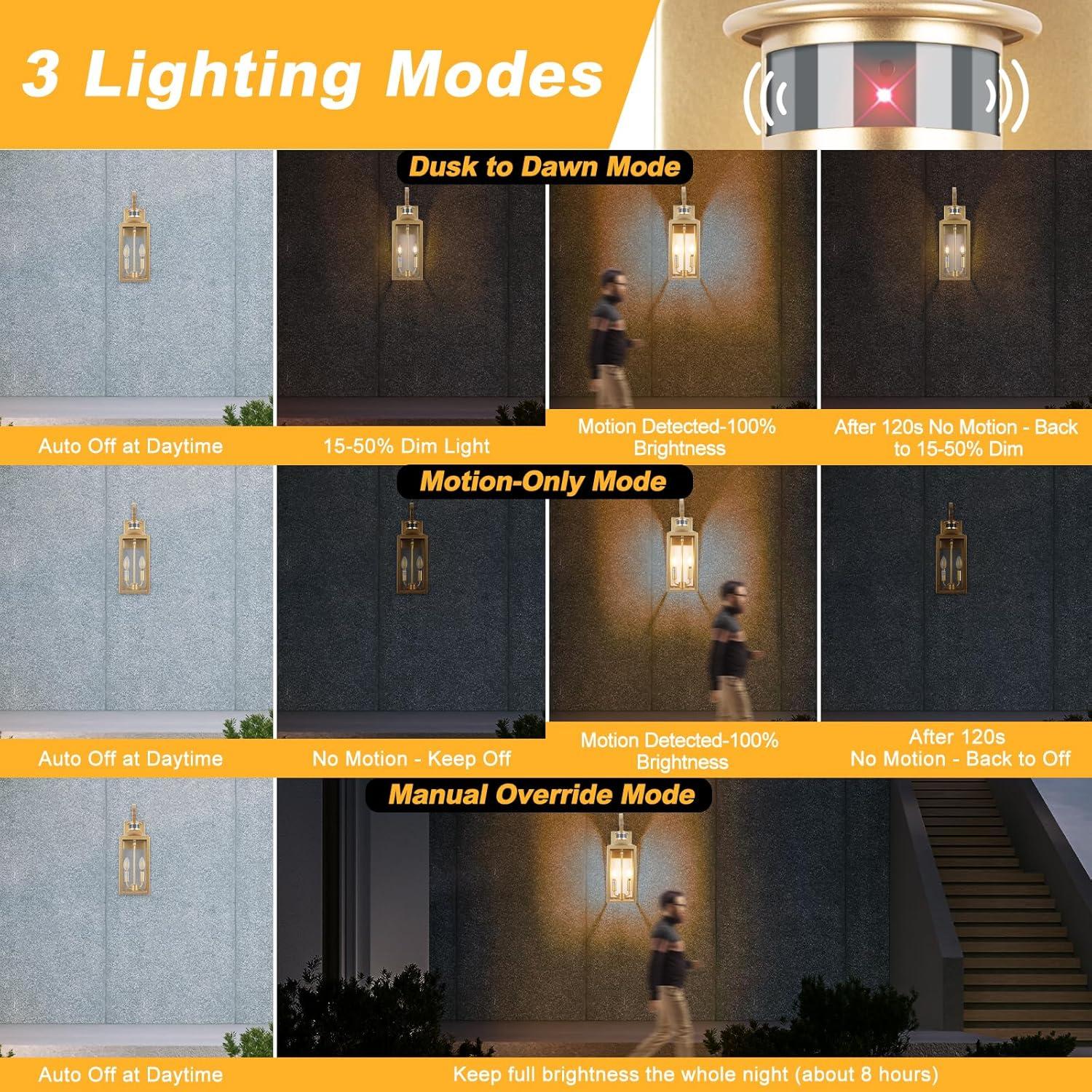 Luz Exterior con Sensor de Movimiento Yolsunes 50cm Oro IP65