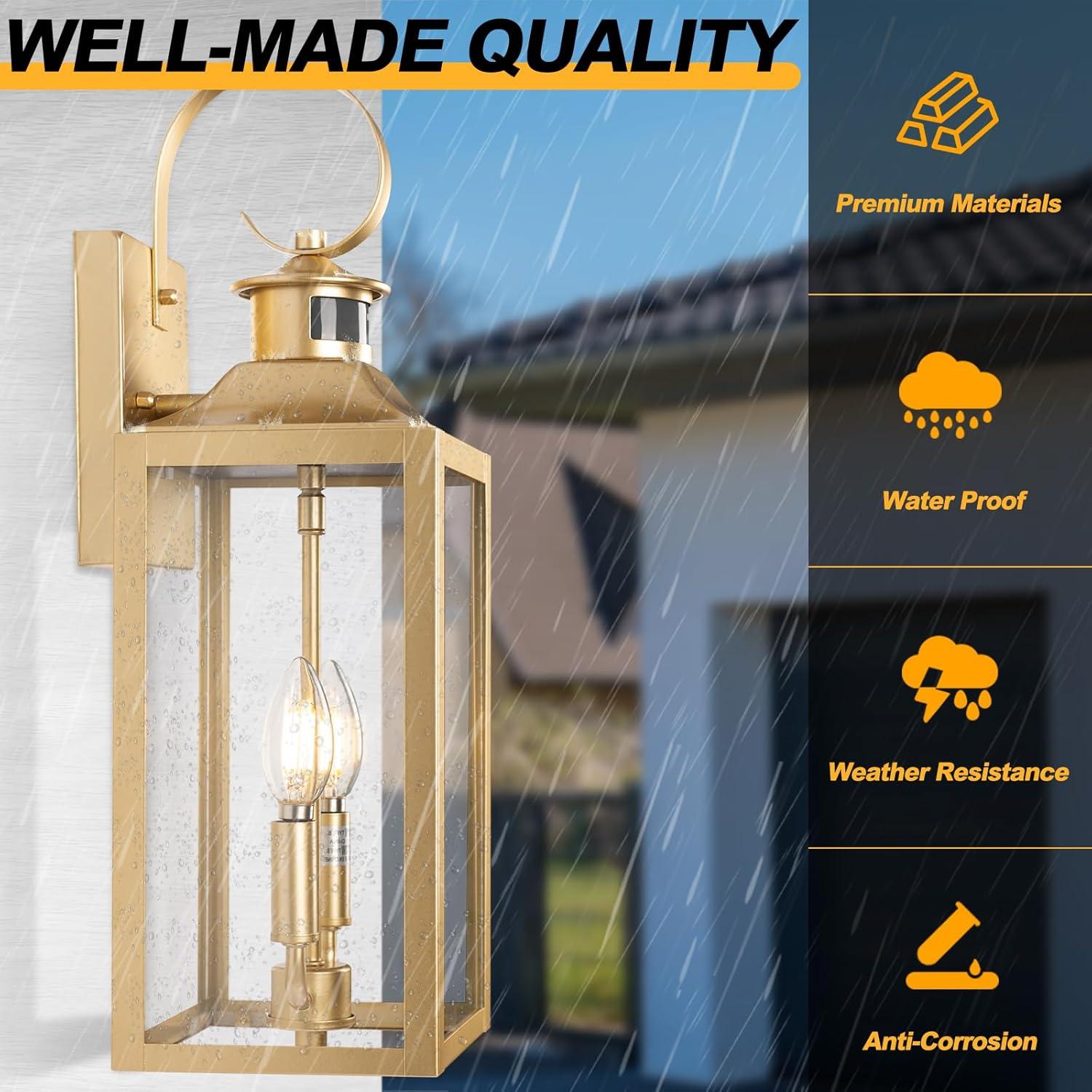 Luz Exterior con Sensor de Movimiento Yolsunes 50cm Oro IP65