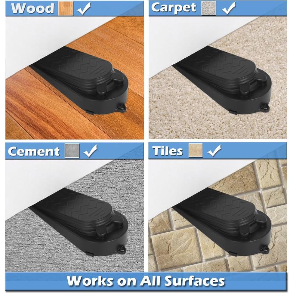 Juego de 4 Topes de Puerta Newkiton Antideslizantes Negro