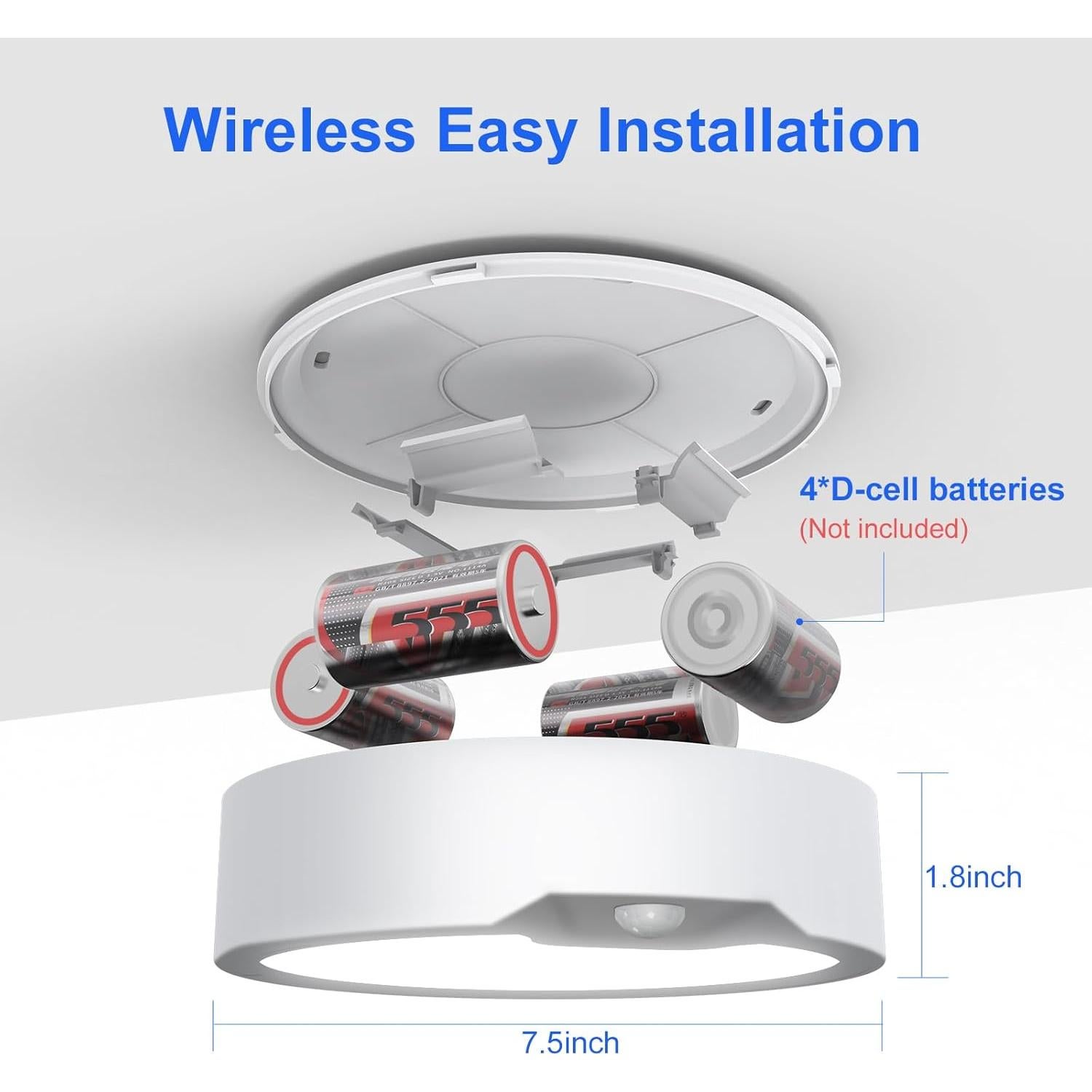 Luz de Techo LED a Pilas KEPLUG con Sensor de Movimiento 20cm