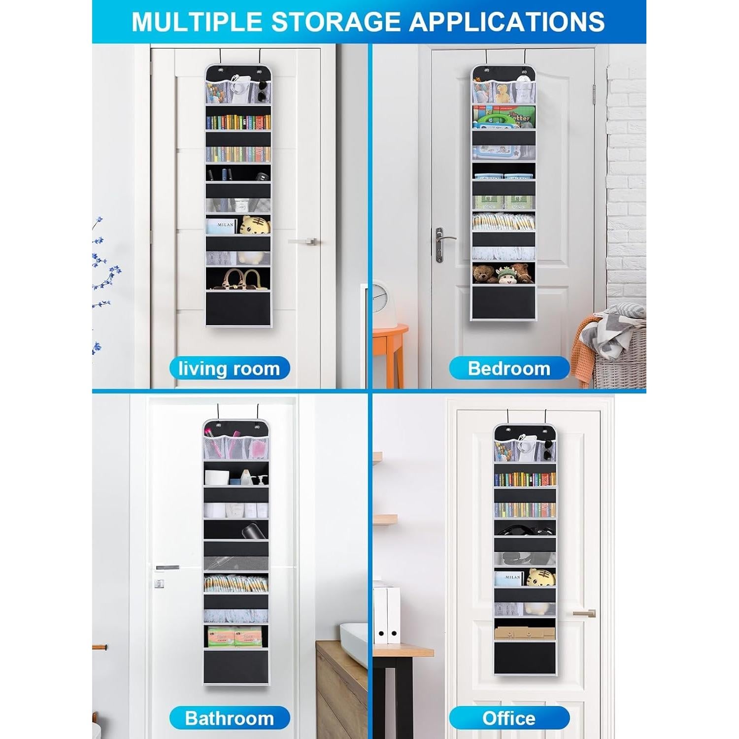 Organizador Colgante sobre Puerta Wakaye 5 Niveles Negro