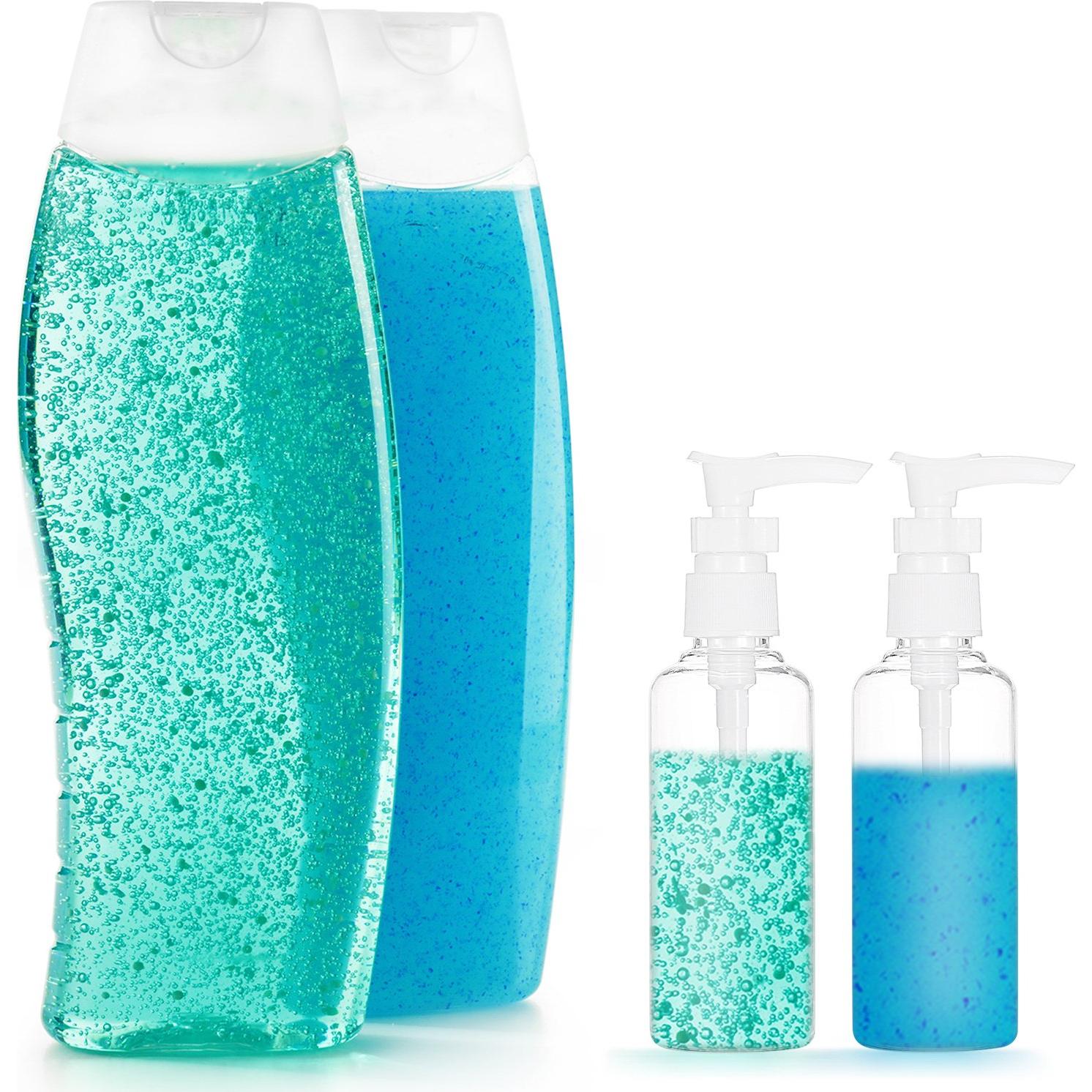 Set de 6 Botellas de Viaje 100 ml TecUnite con Embudo Blanco