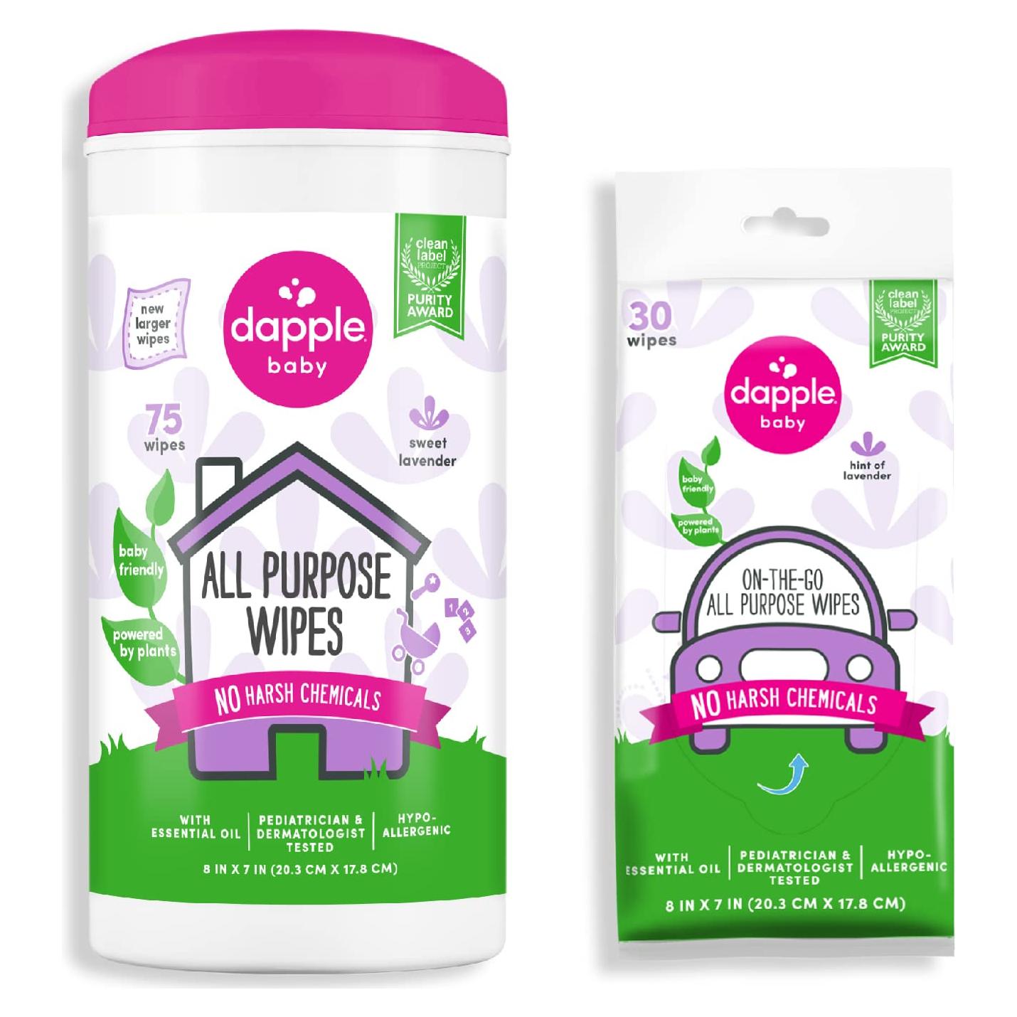 Toallitas Multiusos Dapple Baby Lavanda Hipoalergénicas 75+30