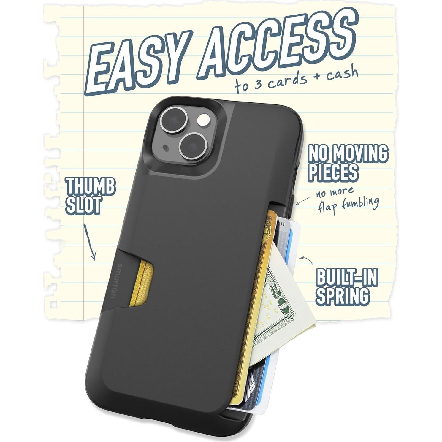 Funda Smartish para iPhone 13 - Asesino de Cartera Negra