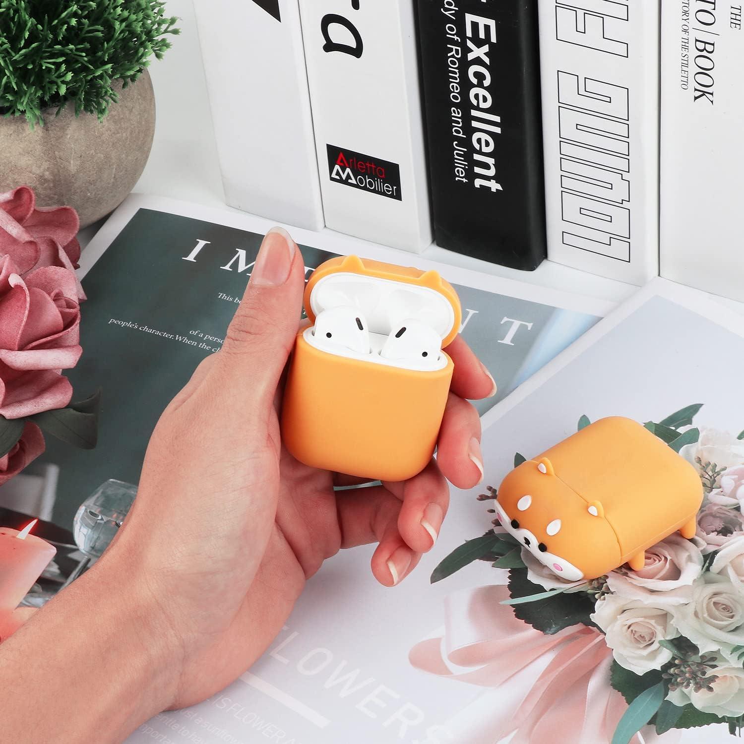 Funda de Silicona Amarilla para Airpods 1 y 2 - Perro Corgi 3D