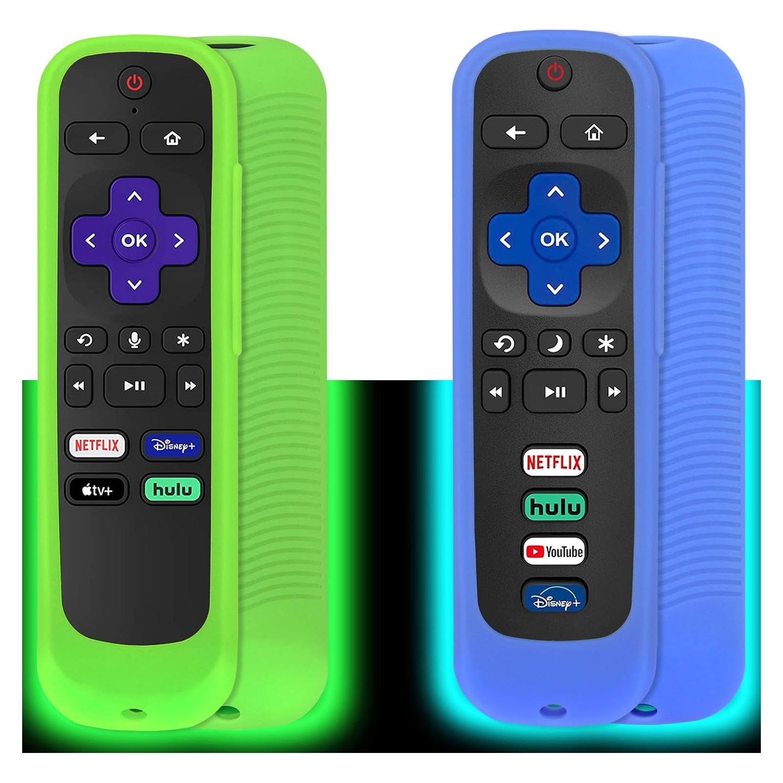 Funda de Silicona Antideslizante para Control Remoto Roku - Verde y Azul