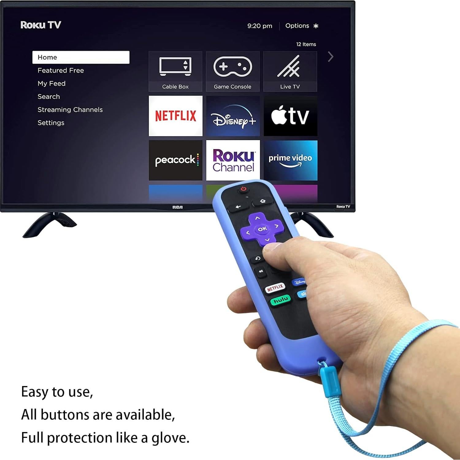 Funda de Silicona Antideslizante para Control Remoto Roku - Verde y Azul