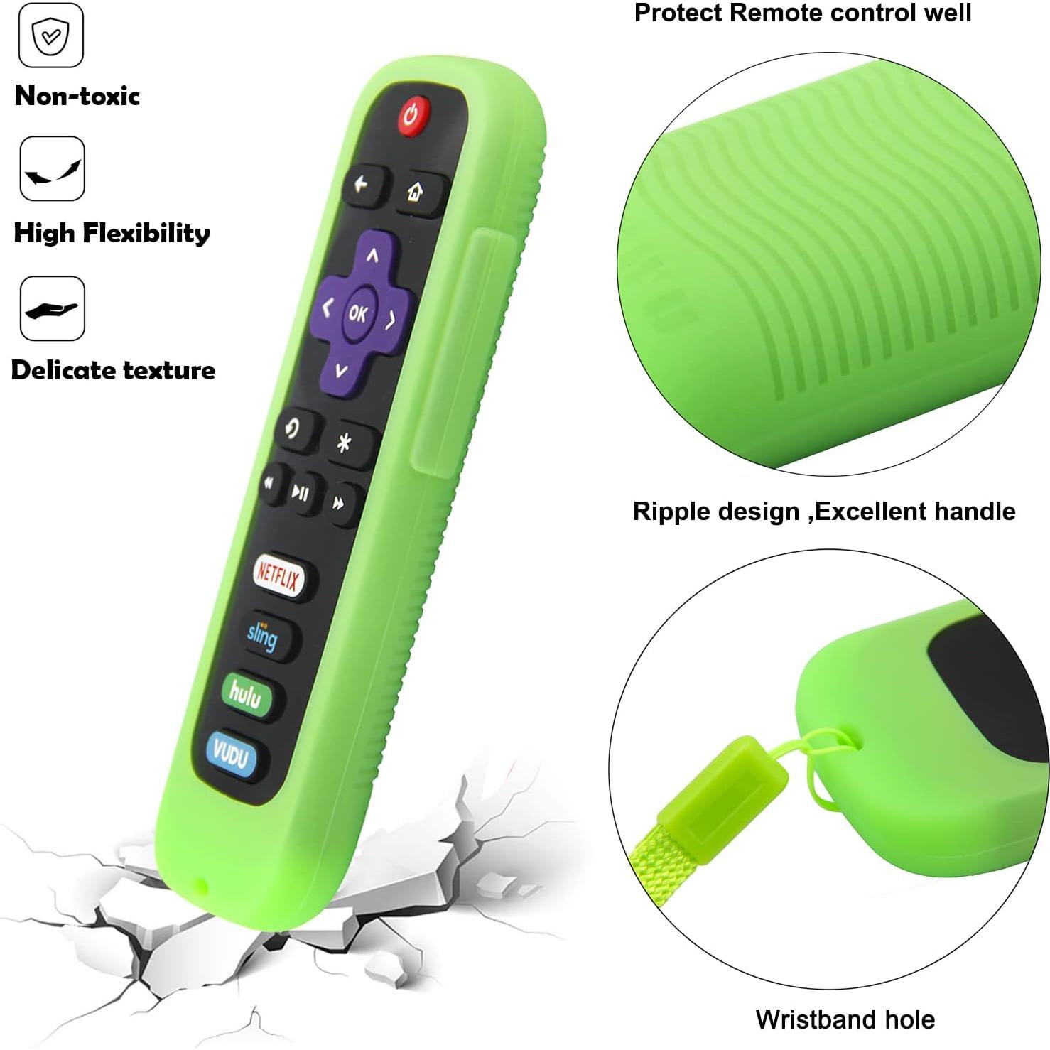 Funda de Silicona Antideslizante para Control Remoto Roku - Verde y Azul