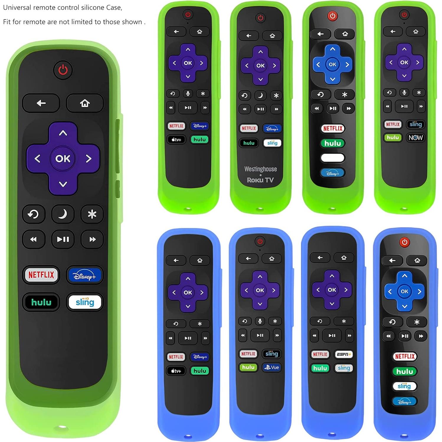Funda de Silicona Antideslizante para Control Remoto Roku - Verde y Azul