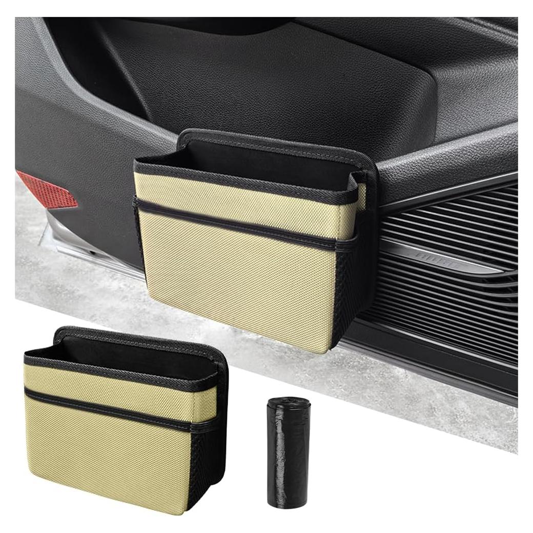 Basurero de Auto Mandark Plegable Impermeable Beige 20x14cm