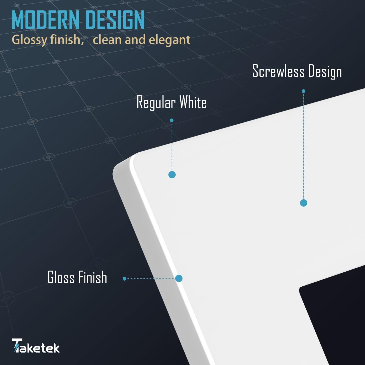 Placa de Pared Decorativa TAKETEK 1 Gang Blanca Paquete de 10