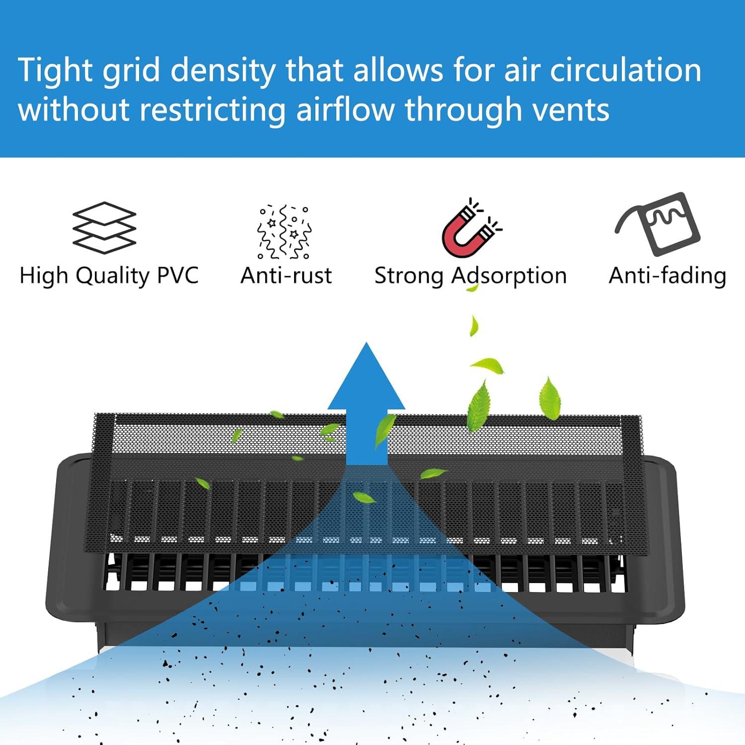Cubiertas de Ventilación de Piso Hon&Guan 4x10'' Negra - 6PCS