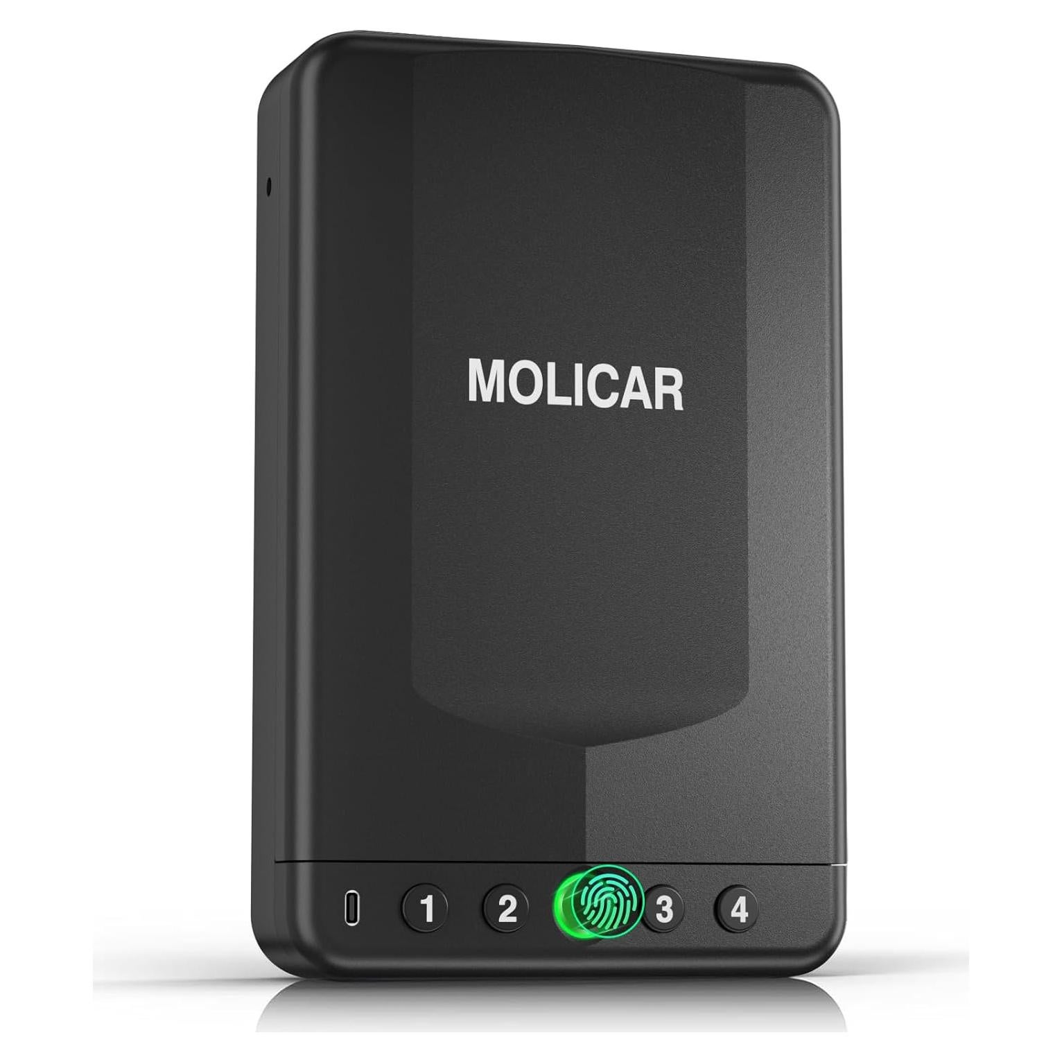 Caja Fuerte Biométrica Portátil MOLICAR para Pistolas 29x18cm