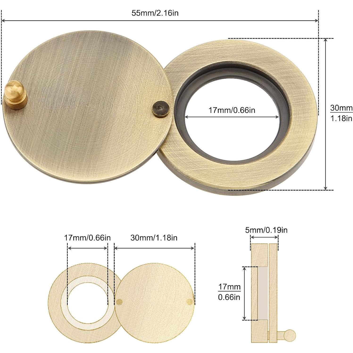 Cubierta de Mirilla de Latón Macizo Bronce Antiguo 30mm