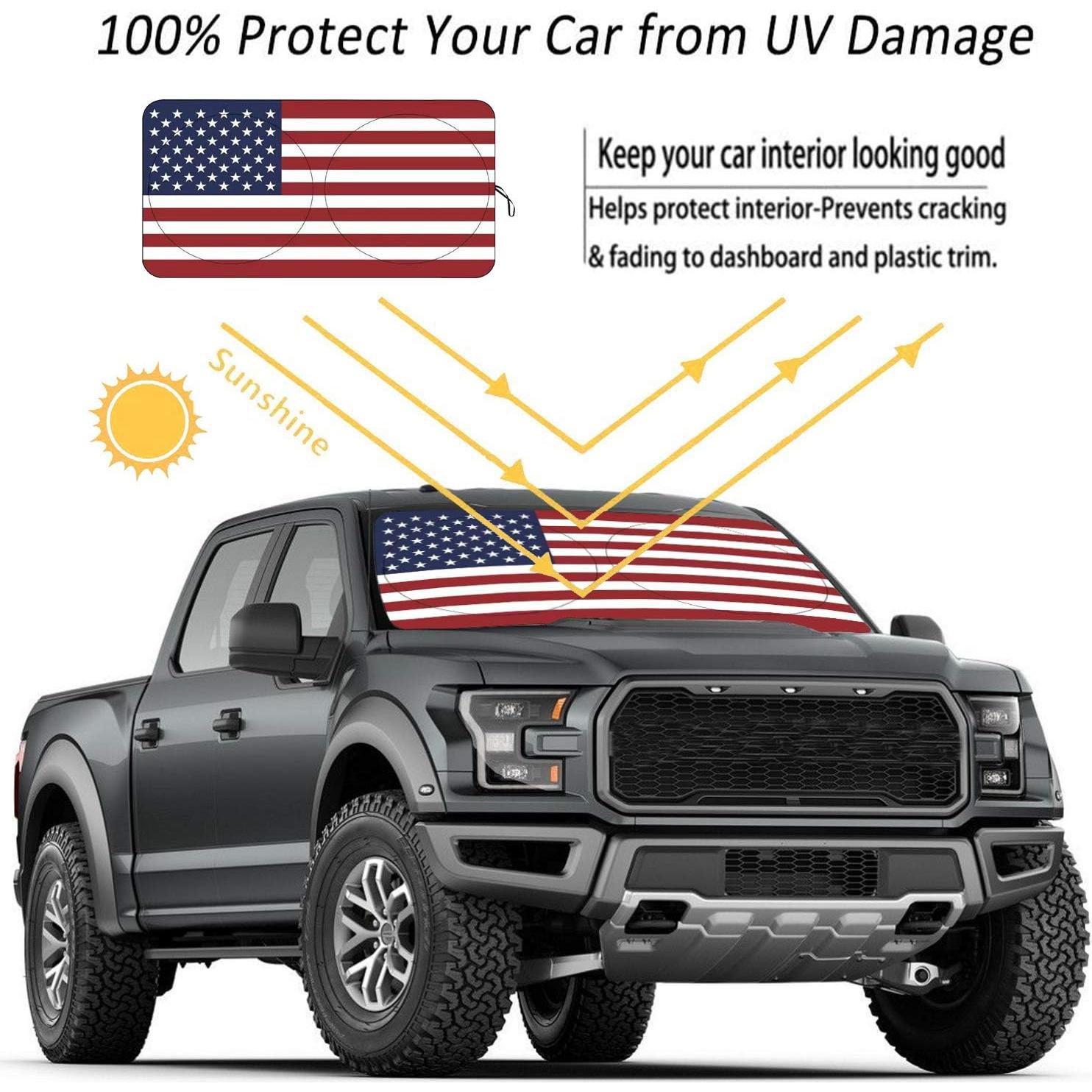 Sombra Solar Parabrisas TDCQQGQQ Bandera Americana 160x85cm