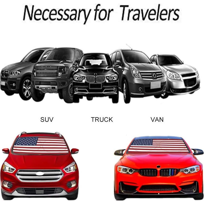 Sombra Solar Parabrisas TDCQQGQQ Bandera Americana 160x85cm