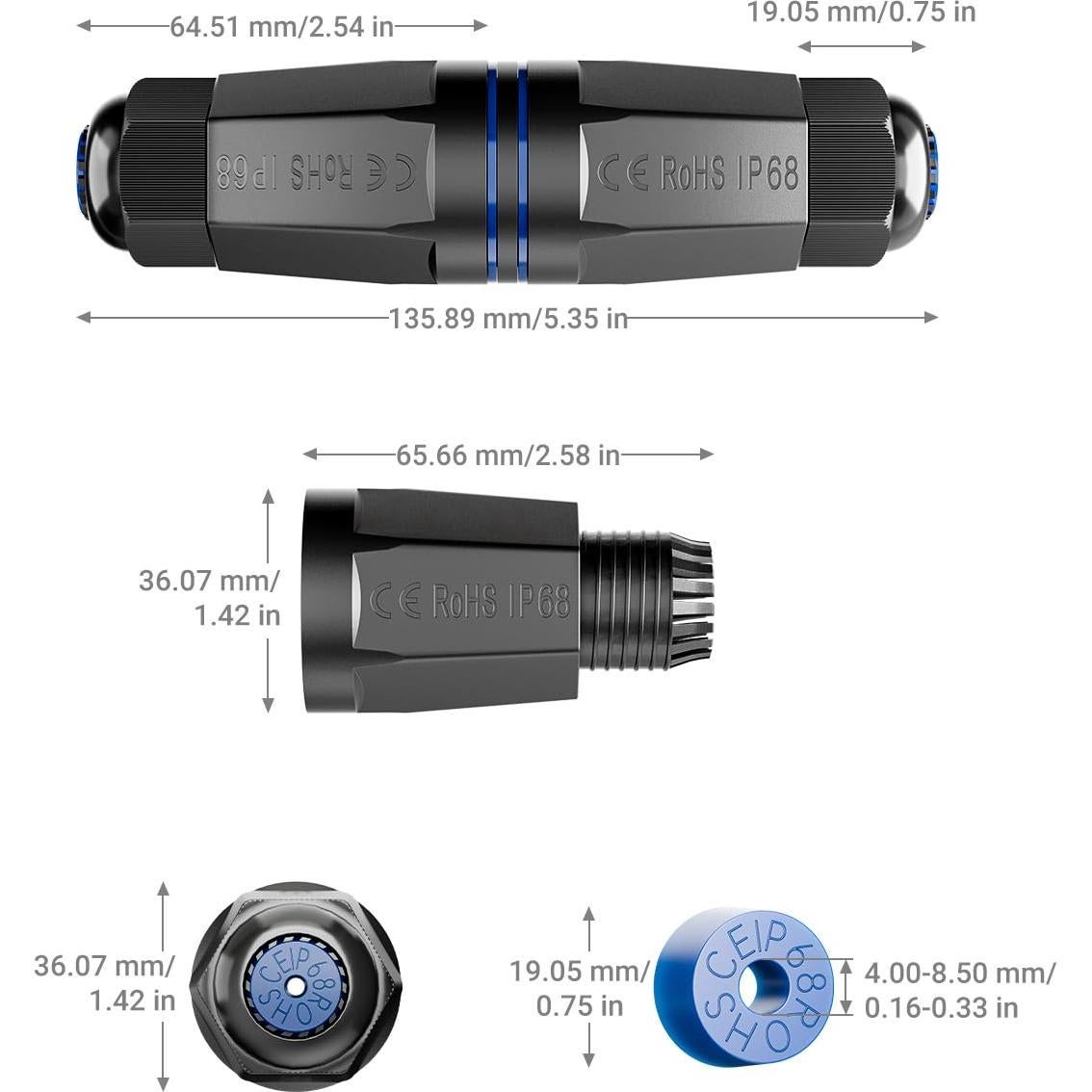 Caja Acoplador RJ45 Impermeable VCELINK IP68 - Paquete de 5