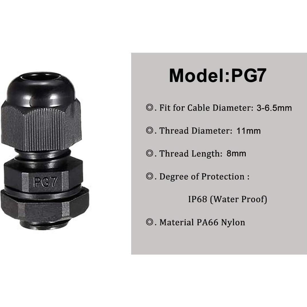 Juntas de Gland PG7 YXQ Impermeables para Cable - Paquete de 6