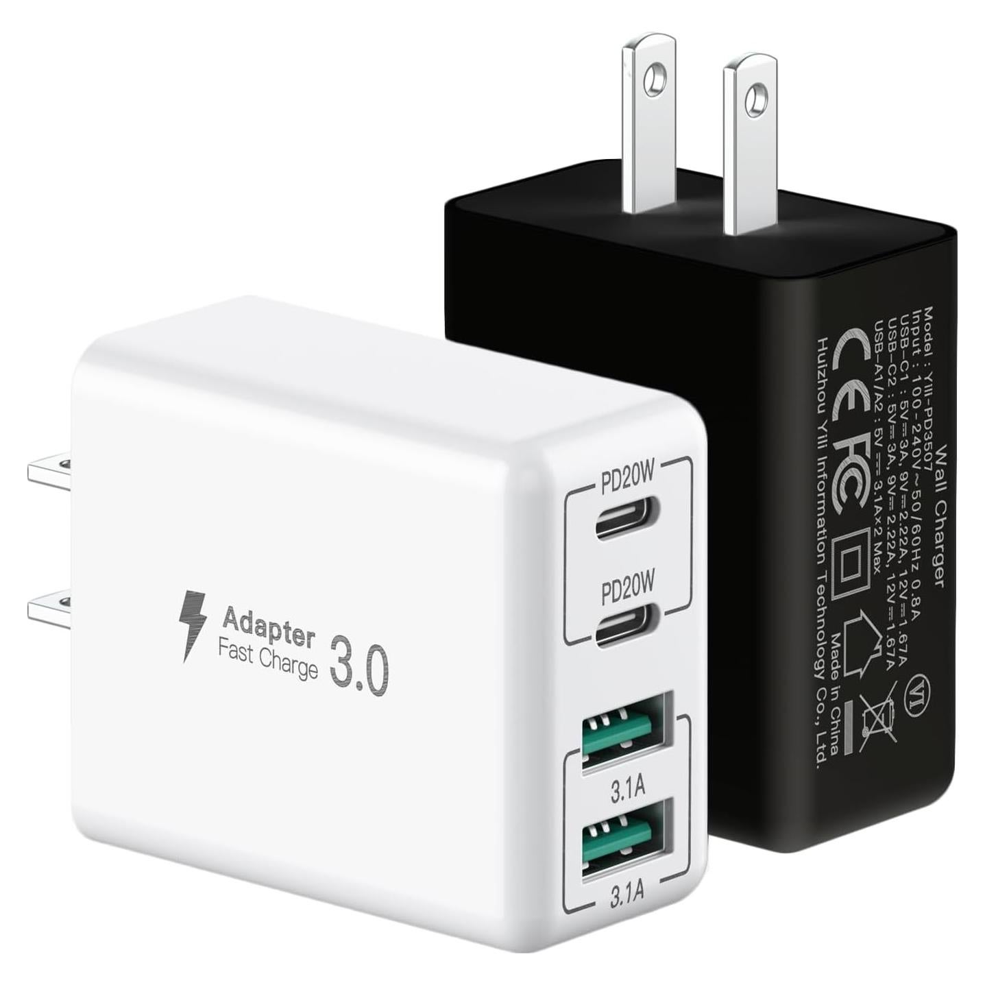Cargador de Pared USB C 40W 4 Puertos SCCVEE Carga Rápida