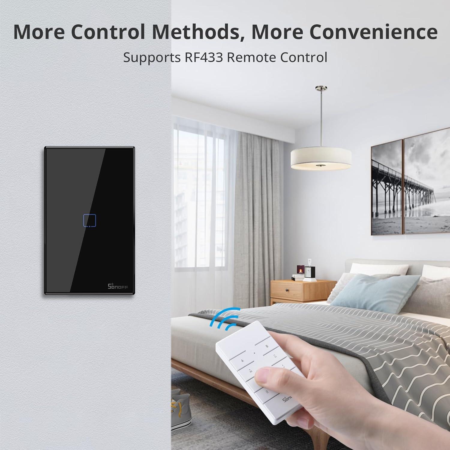 Interruptor de Luz Inteligente SONOFF T3 WiFi 1 Gang Negro