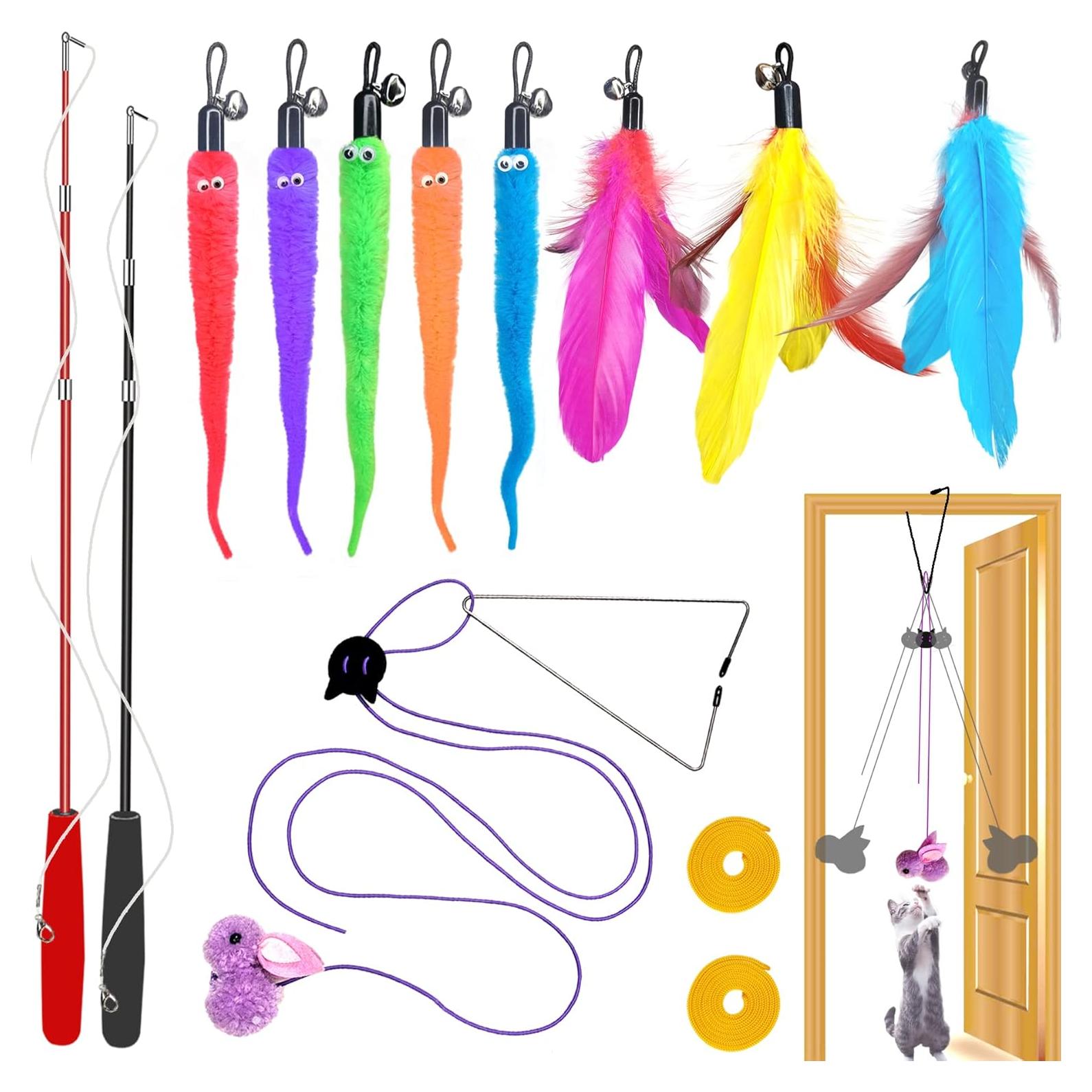 Juguetes Interactivos para Gatos ZPH - Varita Retráctil y Teasers