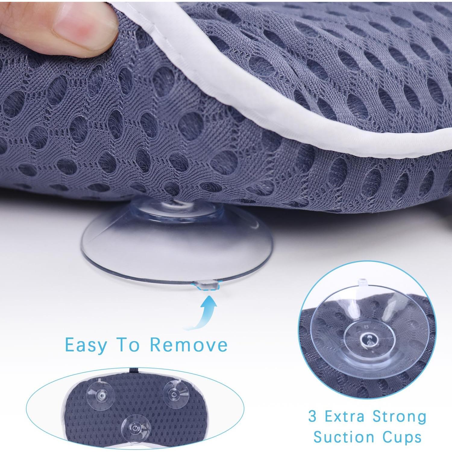 Almohada de Baño Anevna con Malla 4D y 6 Ventosas - Marino