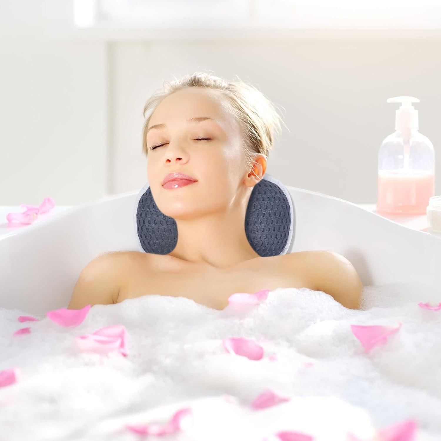 Almohada de Baño Anevna con Malla 4D y 6 Ventosas - Marino